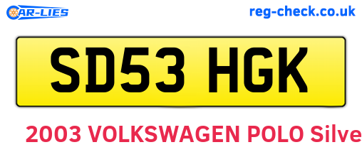 SD53HGK are the vehicle registration plates.
