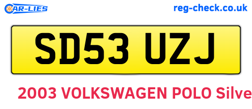 SD53UZJ are the vehicle registration plates.
