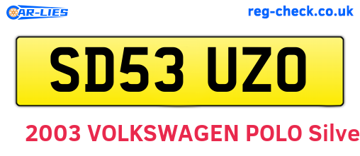 SD53UZO are the vehicle registration plates.