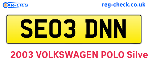 SE03DNN are the vehicle registration plates.