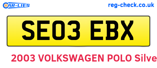 SE03EBX are the vehicle registration plates.