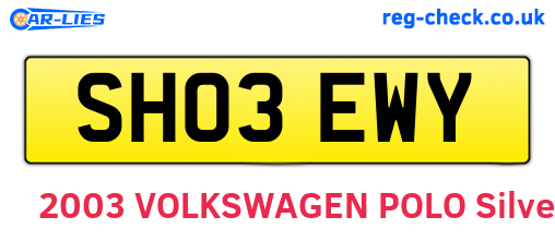 SH03EWY are the vehicle registration plates.