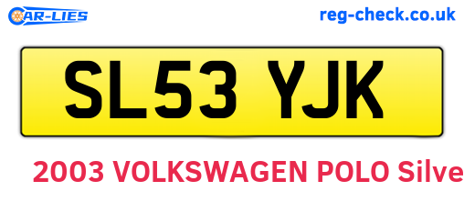 SL53YJK are the vehicle registration plates.