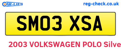 SM03XSA are the vehicle registration plates.