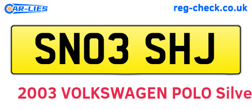 SN03SHJ are the vehicle registration plates.