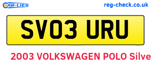 SV03URU are the vehicle registration plates.