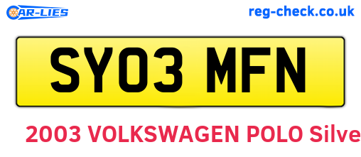 SY03MFN are the vehicle registration plates.