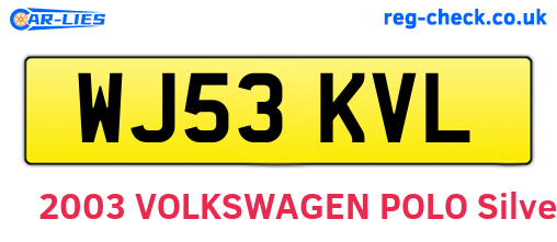 WJ53KVL are the vehicle registration plates.