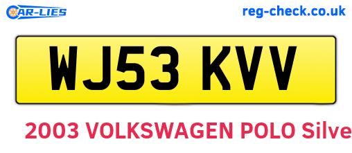 WJ53KVV are the vehicle registration plates.