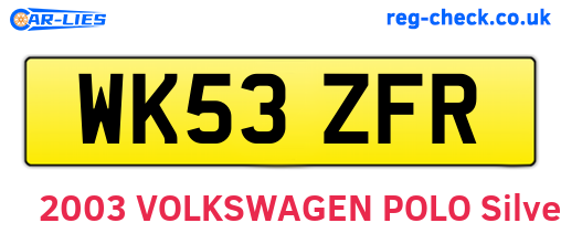 WK53ZFR are the vehicle registration plates.