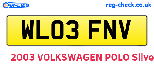 WL03FNV are the vehicle registration plates.