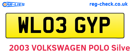 WL03GYP are the vehicle registration plates.