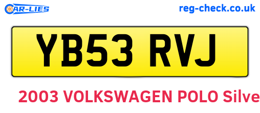 YB53RVJ are the vehicle registration plates.