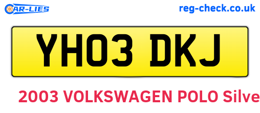 YH03DKJ are the vehicle registration plates.