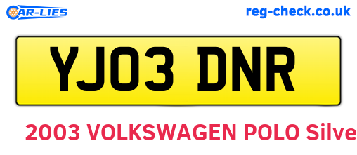 YJ03DNR are the vehicle registration plates.
