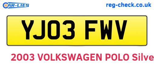 YJ03FWV are the vehicle registration plates.