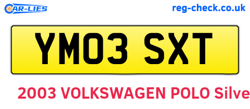 YM03SXT are the vehicle registration plates.