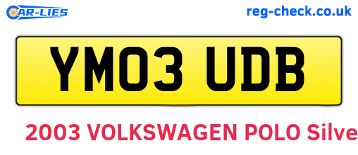 YM03UDB are the vehicle registration plates.
