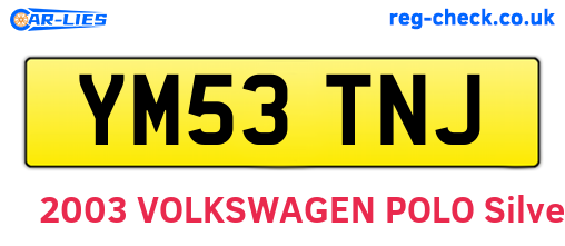 YM53TNJ are the vehicle registration plates.