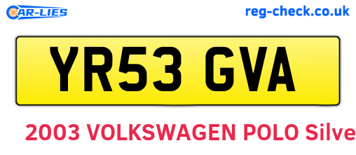 YR53GVA are the vehicle registration plates.