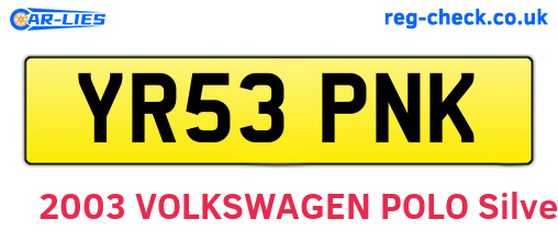 YR53PNK are the vehicle registration plates.