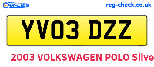 YV03DZZ are the vehicle registration plates.