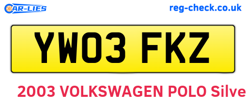 YW03FKZ are the vehicle registration plates.