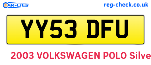 YY53DFU are the vehicle registration plates.