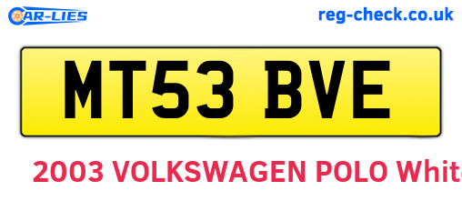 MT53BVE are the vehicle registration plates.