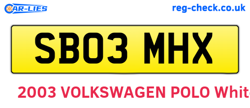 SB03MHX are the vehicle registration plates.