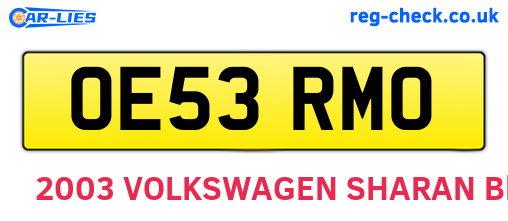 OE53RMO are the vehicle registration plates.