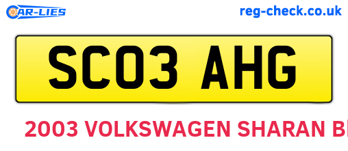 SC03AHG are the vehicle registration plates.