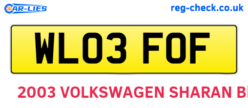WL03FOF are the vehicle registration plates.