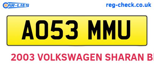 AO53MMU are the vehicle registration plates.
