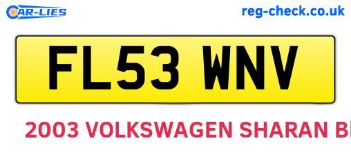 FL53WNV are the vehicle registration plates.