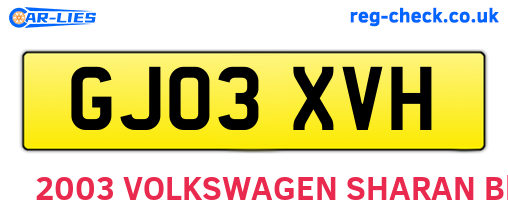GJ03XVH are the vehicle registration plates.