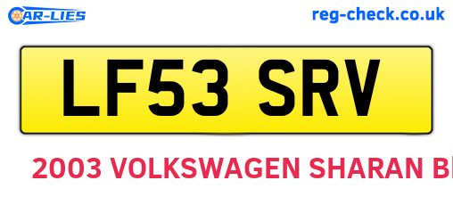 LF53SRV are the vehicle registration plates.