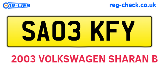 SA03KFY are the vehicle registration plates.