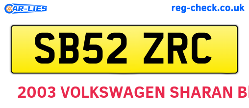 SB52ZRC are the vehicle registration plates.