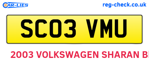 SC03VMU are the vehicle registration plates.