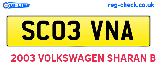 SC03VNA are the vehicle registration plates.
