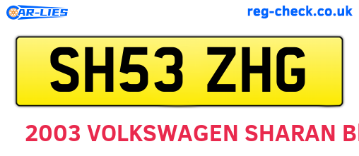 SH53ZHG are the vehicle registration plates.