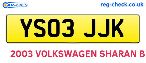 YS03JJK are the vehicle registration plates.