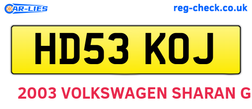 HD53KOJ are the vehicle registration plates.