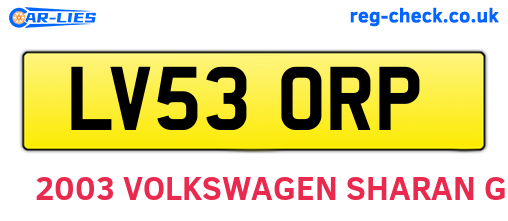 LV53ORP are the vehicle registration plates.