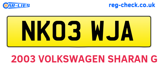 NK03WJA are the vehicle registration plates.