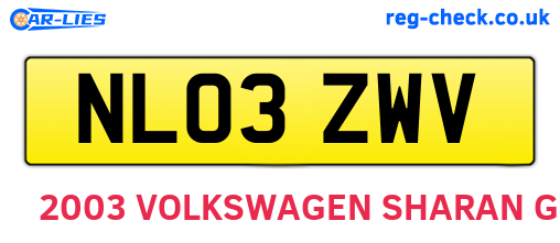 NL03ZWV are the vehicle registration plates.