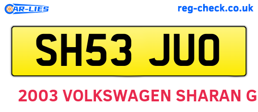SH53JUO are the vehicle registration plates.