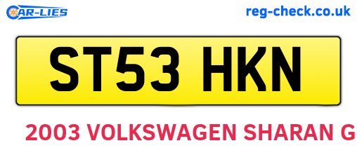 ST53HKN are the vehicle registration plates.