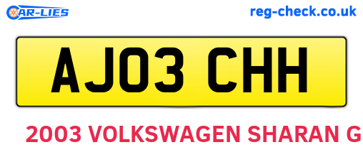 AJ03CHH are the vehicle registration plates.